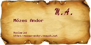 Mózes Andor névjegykártya